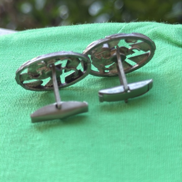 Vintage Silver and Jade Cufflinks - Picture 10 of 17